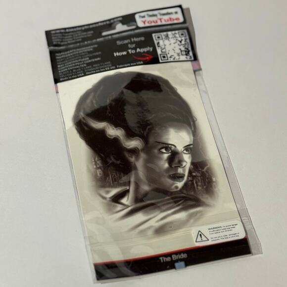 🧟♀️ NWT Temporary Tattoo The Bride of Frankenstein Universal Monsters Epic - Picture 2 of 3